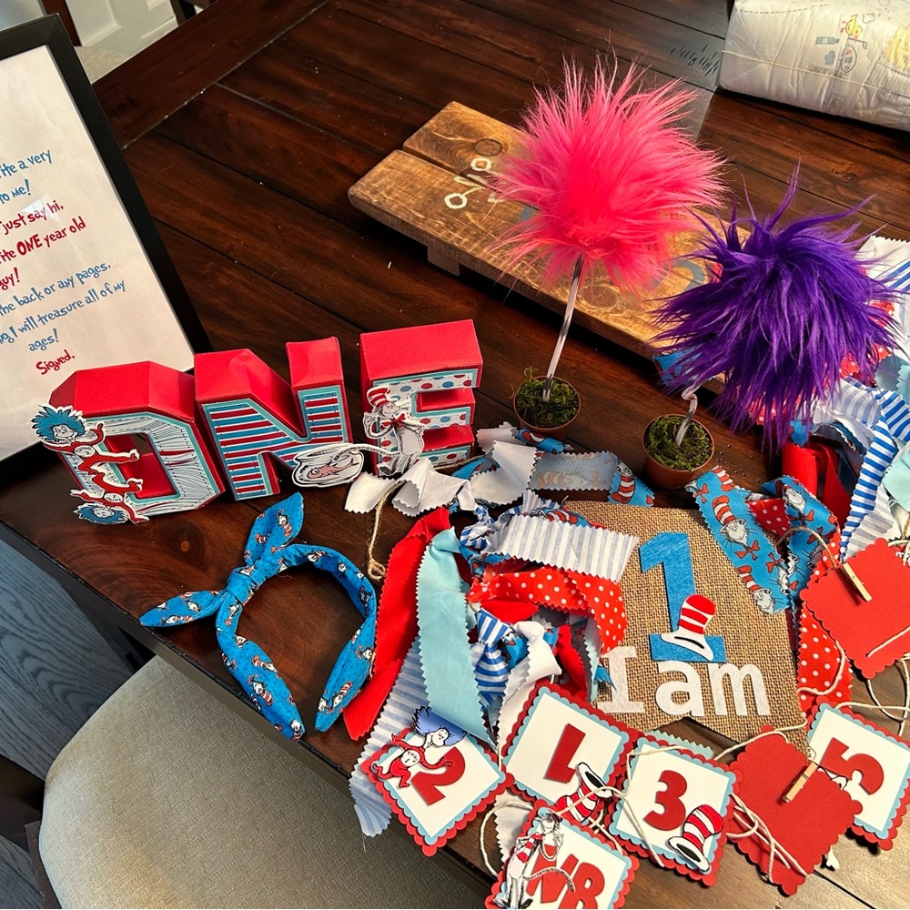 Dr Seuss “One I Am” birthday decor